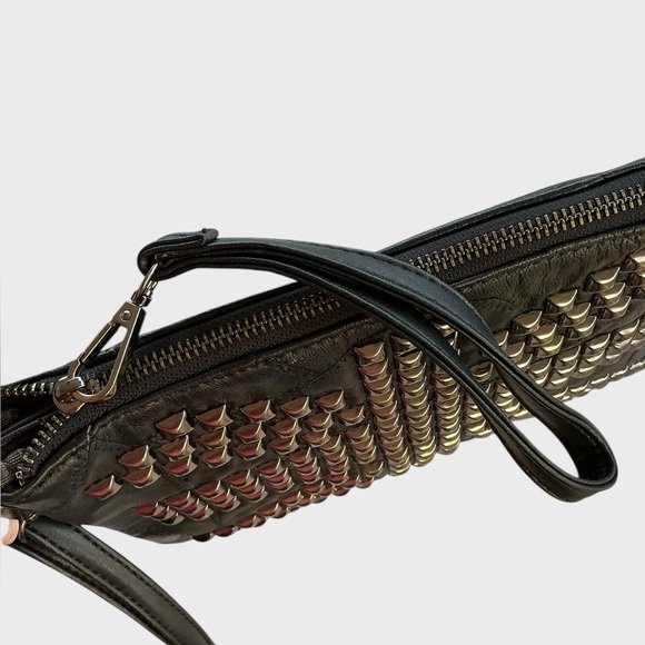 SSAMZIE Studded Black Leather Crossbody Bag Korean - Picture 9 of 13